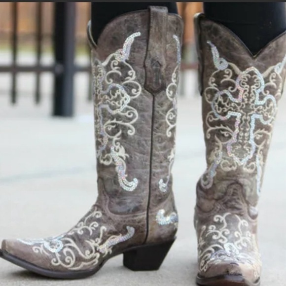 Corral Tobacco Silver Cross Western Boots - Picture 3 of 15